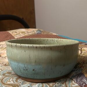 Rustic Handmade Turquoise Apple Baker Bowl Pottery